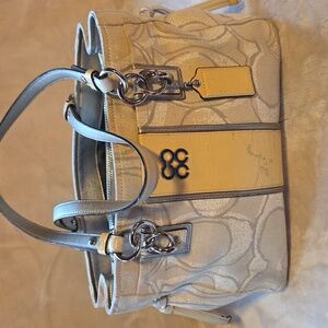 Coach Beige and Yellow Shoulder Bag